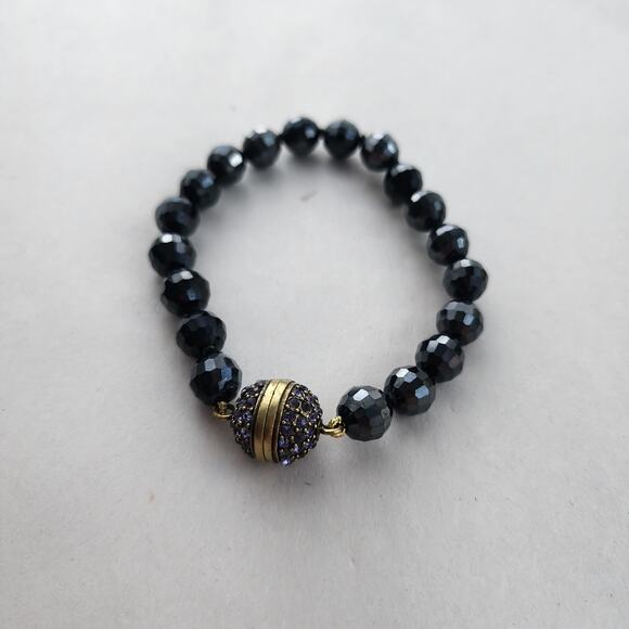 Heidi Daus Bracelet Jewelry Swarovski Crystal Graphite Glass Beaded Purple - Picture 2 of 7